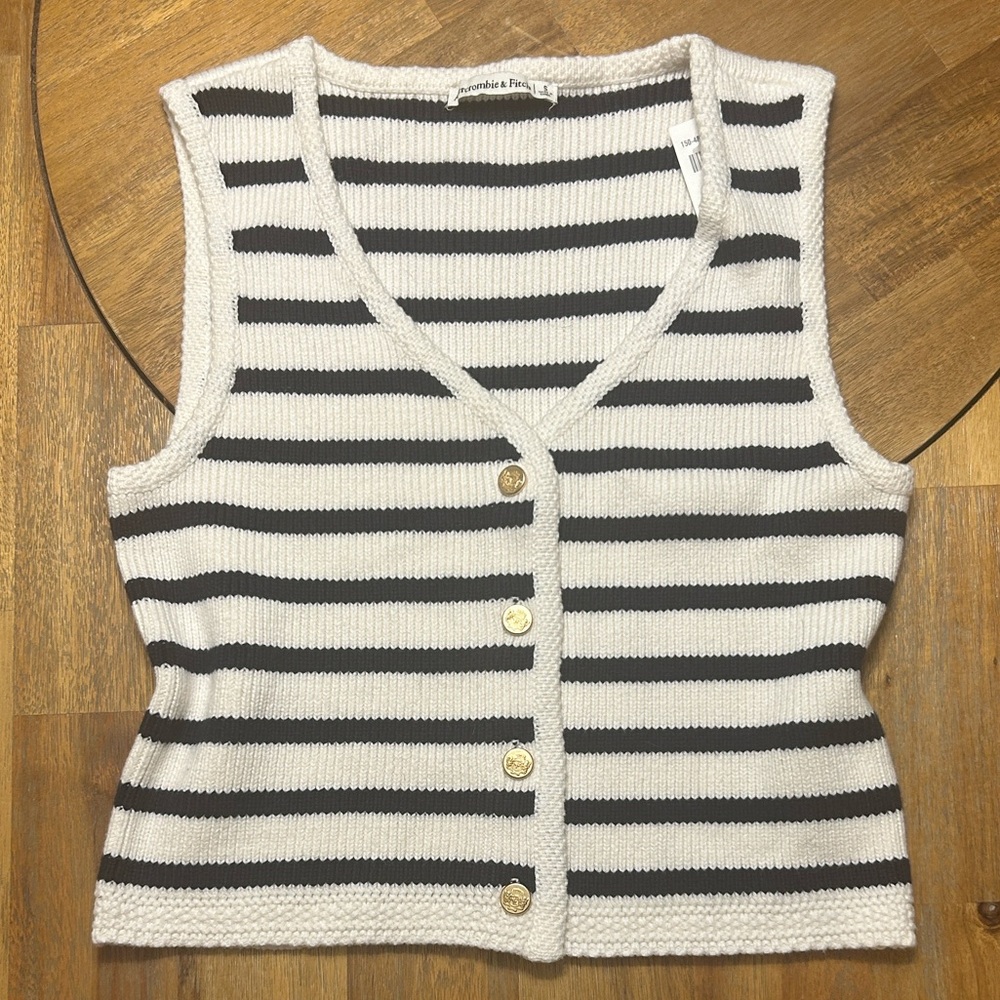 Abercrombie & Fitch Navy and White Striped Vest